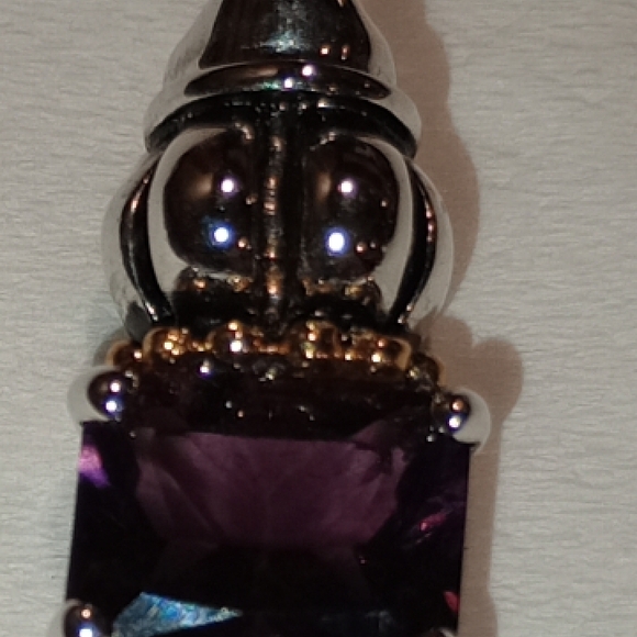 Vintage Slider Charm With Amethyst Colored Gemstone And Caviar Setting - Picture 2 of 14